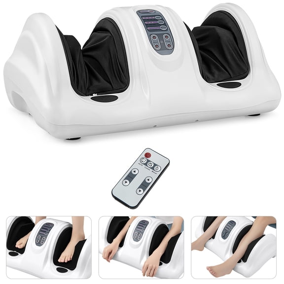 Giantex Foot Massager Machine, Electric Therapeutic Shiatsu Foot Calf Massager w/Kneading & Rolling for Foot & Ankle Pain, White