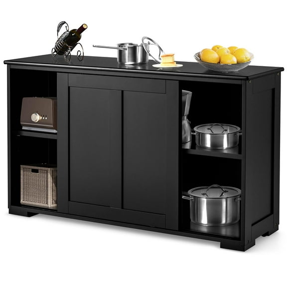 Giantex Adjustable Divider Modern Sideboard, Wood Black