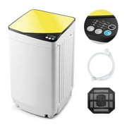 Giantex Full-Automatic Washing Machine, 7.7lbs Capacity Washer and Spinner Combo w/Built-in Barrel Light, Drain Pump & Long Hose, Compact Laundry Washer for Small Spac/RV/Dorm (Yellow)
