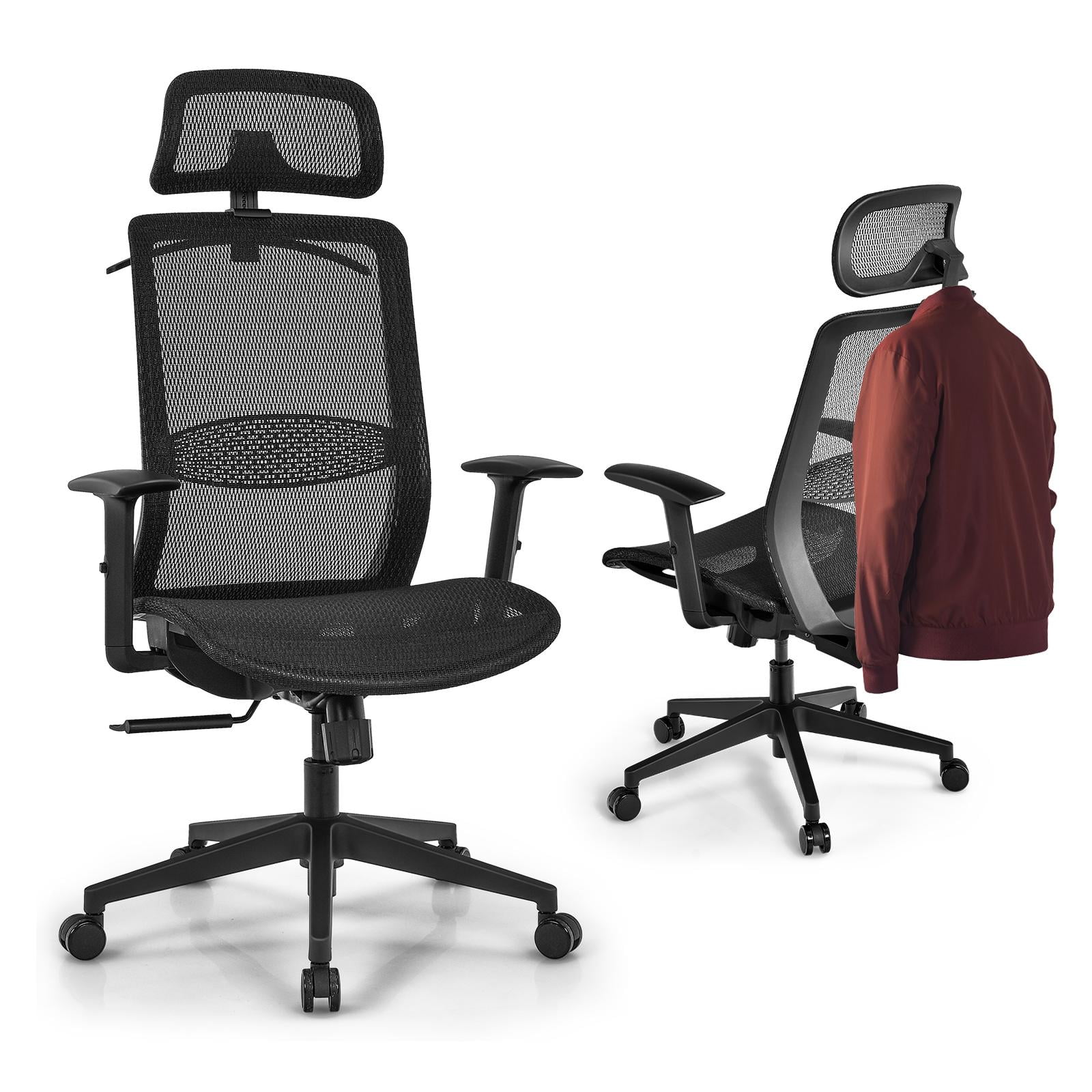 Giantex Ergonomic Office Chair w/Foldable Backrest, Mid Back Mesh Chair  with Lumbar Support, Flip up Arms, Swivel Rolling Executive Task Chair