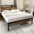 Giantex Industrial Full Bed Frame w/Storage Headboard & Charging