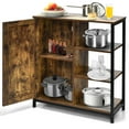 thumbnail image 1 of Giantex  Industrial Storage Cabinet, Free Standing Cupboard w/3 Open Shelves & Door, Multifunctional Floor Sideboard, 1 of 10