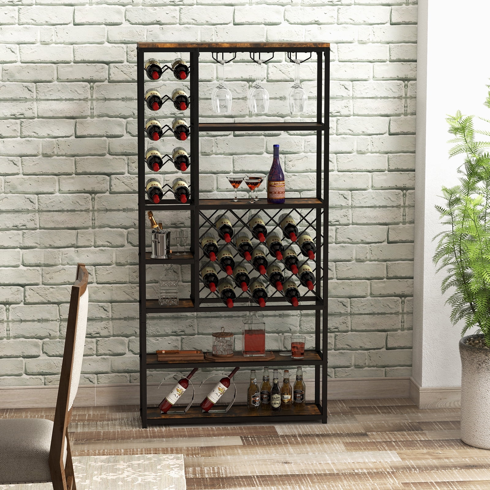 Metal Wine Rack Storage Giantex Industrial Wine Rack, 27-Bottle Metal Wine Storage Display ...