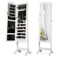 thumbnail image 1 of Giantex Jewelry Armoire Cabinet, Freestanding Jewelry Storage Organizer w/ Full Length Mirror, Tilting Angles & LED, White, 1 of 10