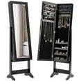 thumbnail image 1 of Giantex Jewelry Armoire Cabinet, Standing Jewelry Organizer w/Full-length Mirror & 3 Adjustable Angles, Black, 1 of 9