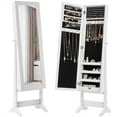 thumbnail image 1 of Giantex Jewelry Armoire Cabinet, Standing Jewelry Organizer w/Full-length Mirror & 3 Adjustable Angles, White, 1 of 9