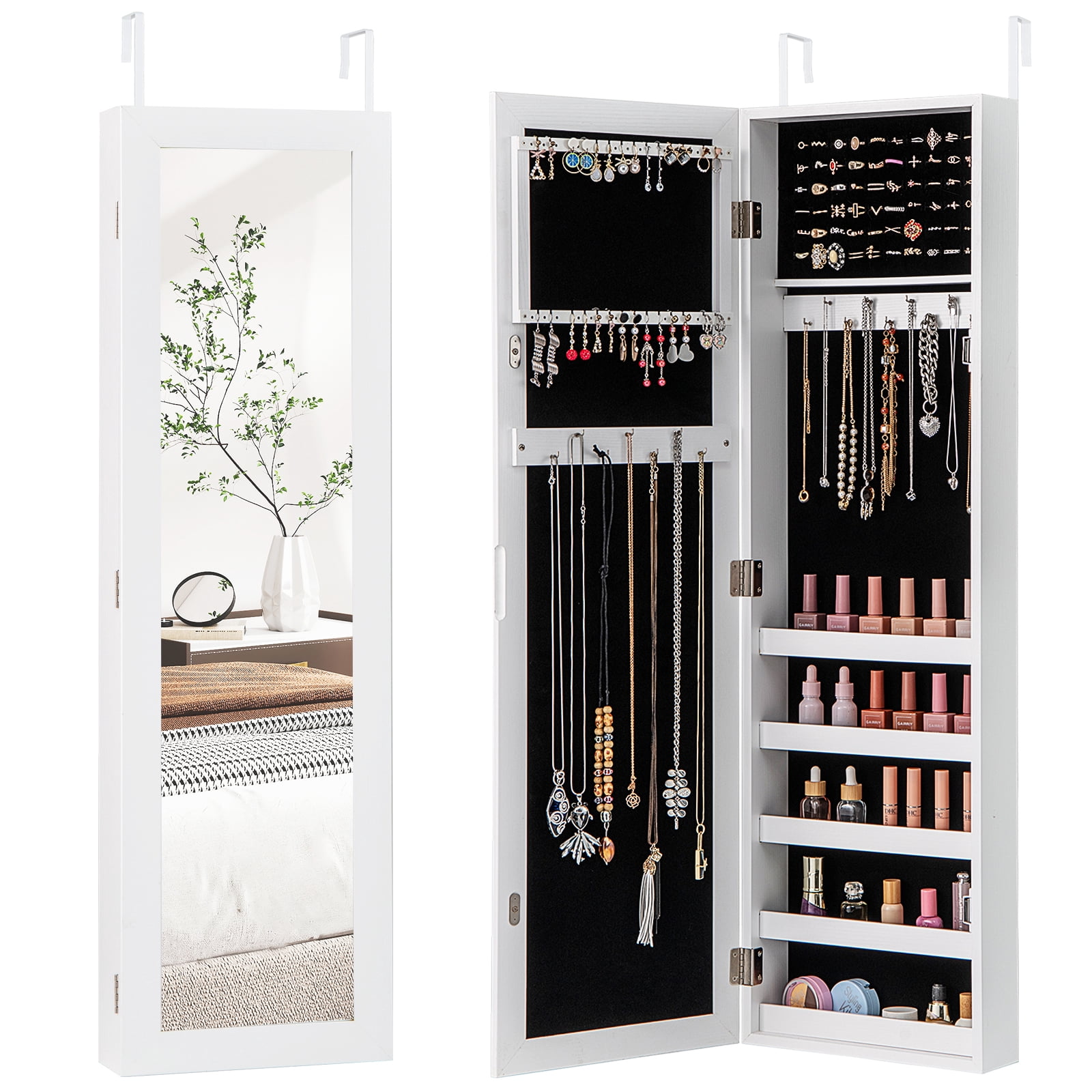 Giantex Jewelry Mirror Armoire Wall Mount Over The Door, Jewelry