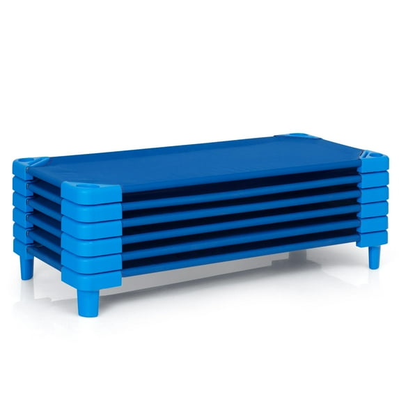 Giantex Kids Stackable Cot, Set of 6 Daycare Portable Toddler Rest Bed, Resting & Sleeping Cot