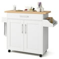 thumbnail image 1 of Giantex Kitchen Island Cart with Storage Cabinet on Wheels, Spice Rack Towel Rack & Drawer, White, 1 of 9