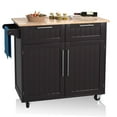 thumbnail image 1 of Giantex Kitchen Island on Wheels, Rolling Kitchen Island Cart with Rubber Wood Top, Side Handle, Large Drawers, 2-Door Cabinet for Kitchen and Dining Room, 37 x 18 x 37 inches, 1 of 10