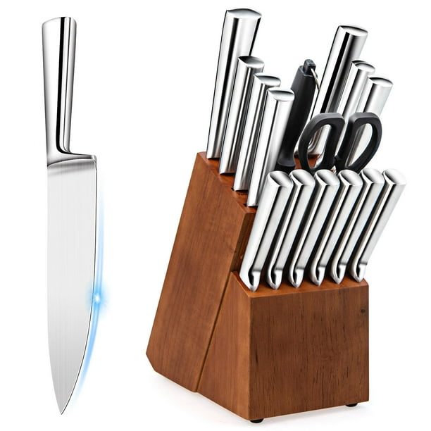 Giantex Kitchen Knife Set w/Sharpener, 16Pcs Stainless Steel Kitchen Knife Block Sets