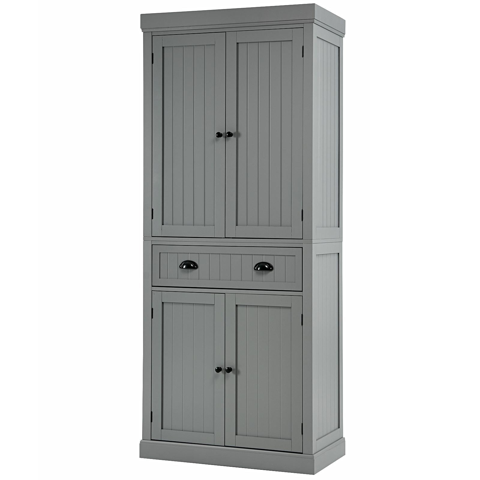 Giantex Kitchen Pantry Cabinet, Freestanding Adjustable Cabinet w/Doors for Dining Room, Living Room or Bedroom, Grey