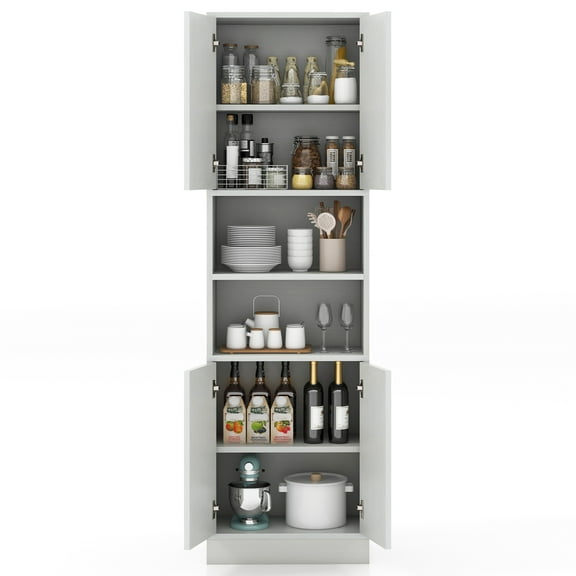 Giantex Kitchen Pantry Cabinet, Tall Storage Bathroom Floor Cabinet, White Oak