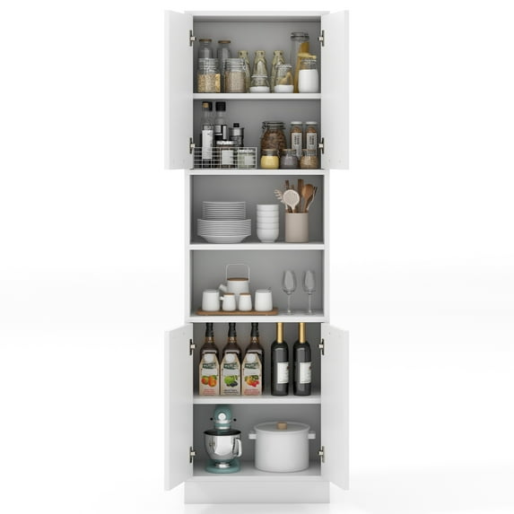 Giantex Kitchen Pantry Cabinet, Tall Storage Bathroom Floor Cabinet, White