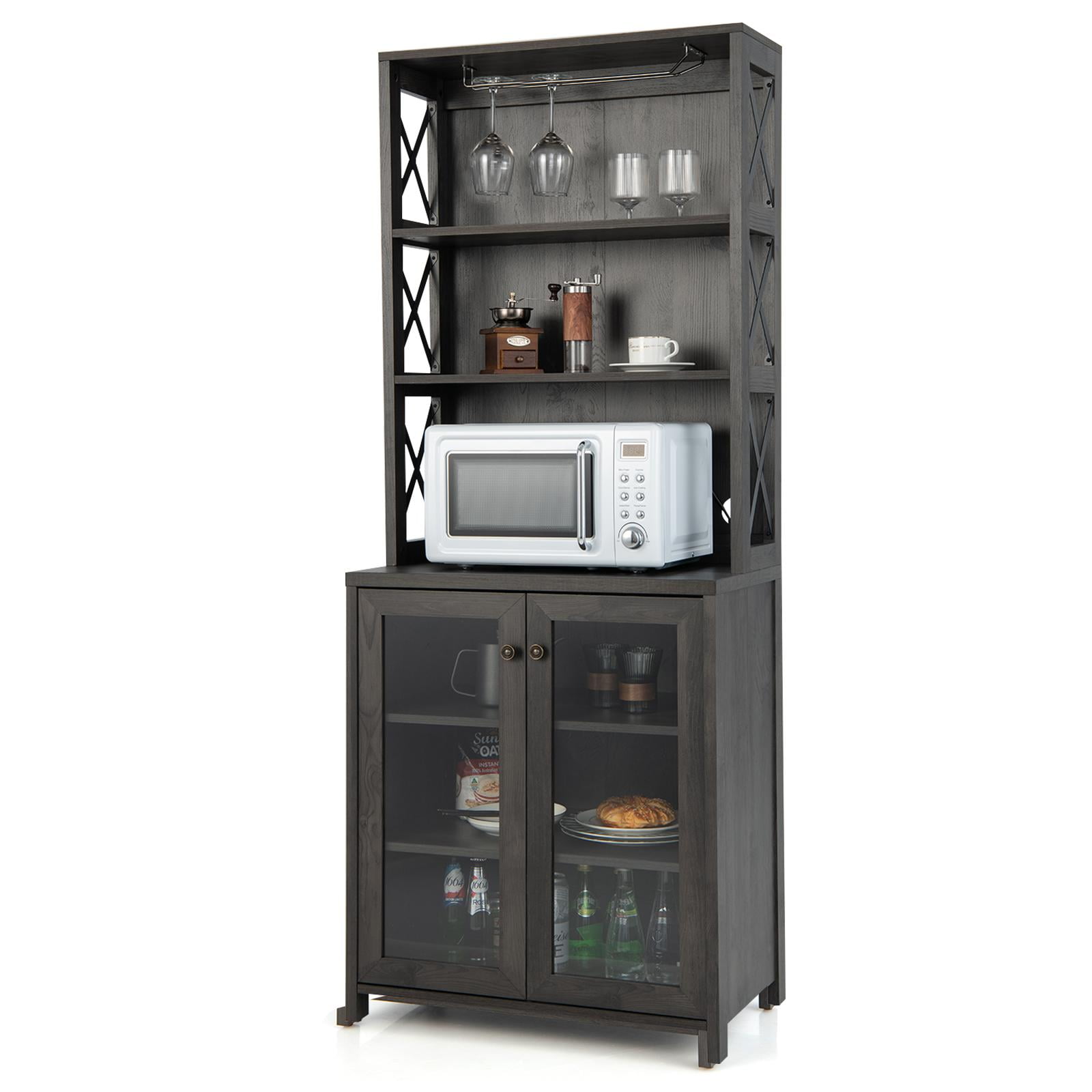 Giantex Kitchen Pantry Storage Cabinet, Farmhouse Freestanding Buffet ...