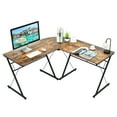 thumbnail image 1 of Giantex L-Shaped Computer Desk, Writing Desk Workstation w/Round Edge, Modern PC Laptop Computer Table for Home Office, Rustic Brown, 1 of 8