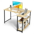 thumbnail image 1 of Giantex L-shaped Computer Desk, Corner Desk w/Reversible Shelves, Writing Study Workstation for Home Office, Natural, 1 of 8