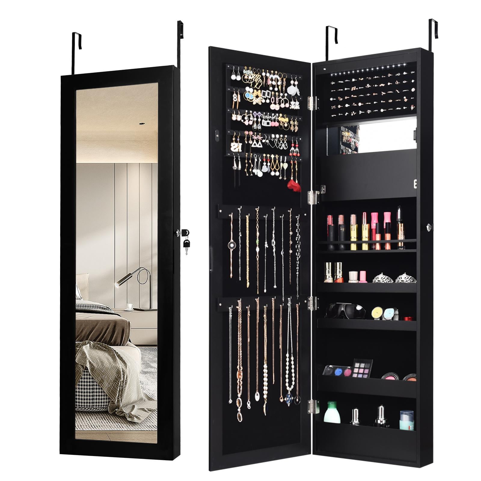 Giantex LED Jewelry Wall Door Mounted, Lockable Jewelry Armoire