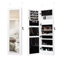 thumbnail image 1 of Giantex LED Jewelry Cabinet Wall Door Mounted, Lockable Jewelry Armoire w/Full Length Mirror, Cosmetics Tray, Brush Holders, Build-in Makeup Mirror for Women Girls (White), 1 of 10