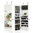 thumbnail image 1 of Giantex LED Strip Jewelry Armoire, Wall/Door Mounted Jewelry Organizer w/Full Length Mirror & Large Storage Space, White, 1 of 8