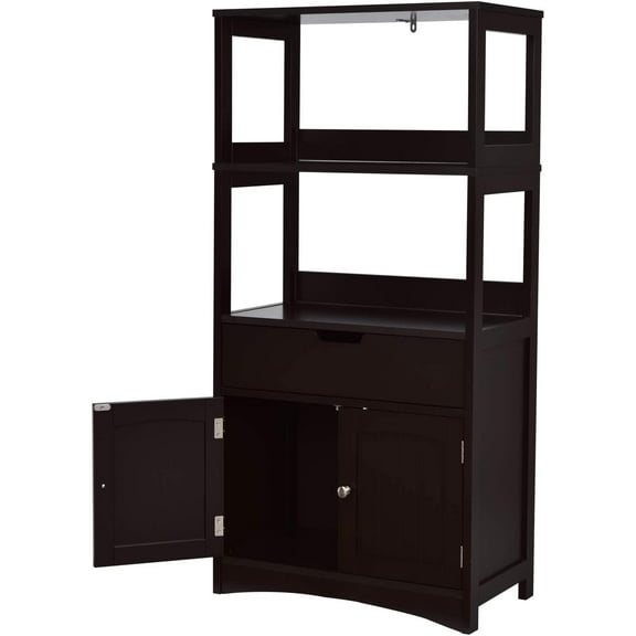 Giantex Large Bathroom Floor Cabinet, Freestanding Multipurpose Storage Cabinet with Drawer, 2 Open Shelves and Cupboard, Excellent for Bathroom, Living Room, 24 x 13 x 48 inches