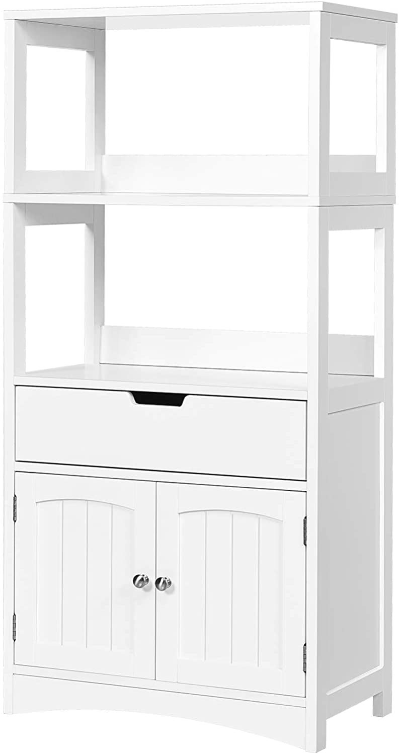 Angeles Home White Free Standing Bathroom Storage Cabinet with Large Drawer