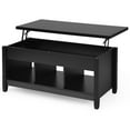 thumbnail image 1 of Giantex Lift Top Coffee Table, with Hidden Storage Compartment & 3 Open Shelves, Rectangular Cocktail Tea Table w/Solid Wood Legs for Living Room Reception Room, Black, 1 of 8
