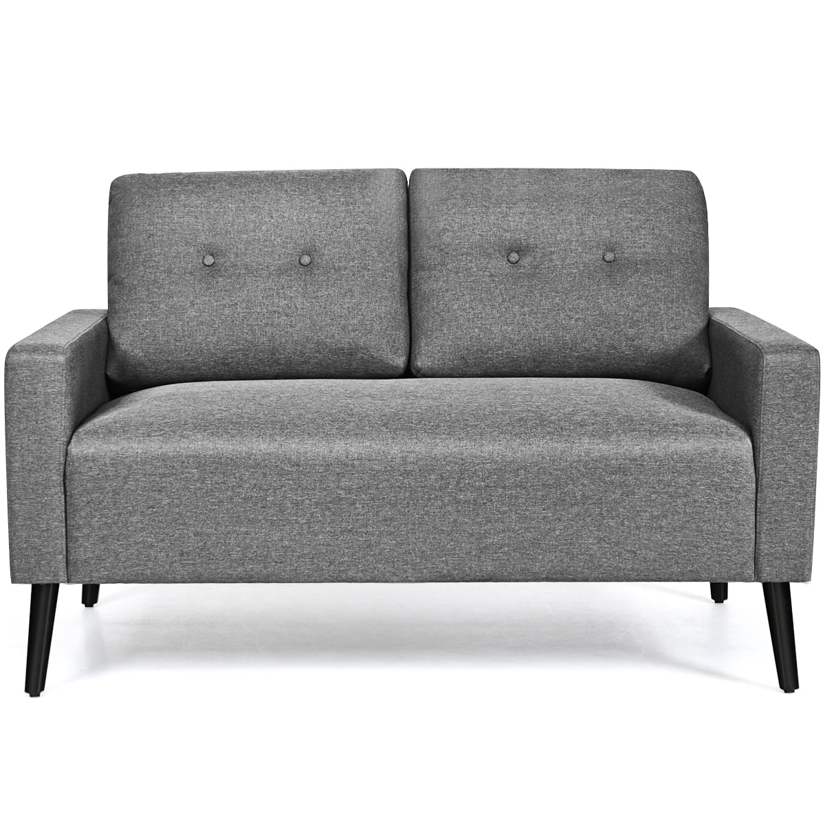 Giantex Loveseat Sofa 55 2 Seat Modern Sofa Couch with Cushions Rubber Wooden Legs and Button Trim Modern Cushioned Double Seat Sofa Sleeper