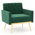 thumbnail image 1 of Giantex Mid-century Upholstered Accent Chair, Modern Leisure Velvet Sofa w/Adjustable Foot Pads (1, Green), 1 of 8