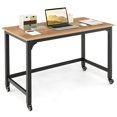 thumbnail image 1 of Giantex Mobile Computer Writing Desk, Home Office Desk. Writing Table w/Metal Frame & Wheels, Multipurpose Workstation, Natural, 1 of 6