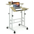 thumbnail image 1 of Giantex Mobile Stand up Computer Desk, Rolling Standing Laptop Cart w/2 Tilting Desktops & Sitting or Standing Modes, 1 of 8