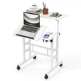 thumbnail image 1 of Giantex Mobile Stand up Computer Desk, Rolling Standing Laptop Cart w/2 Tilting Desktops & Sitting or Standing Modes, 1 of 6