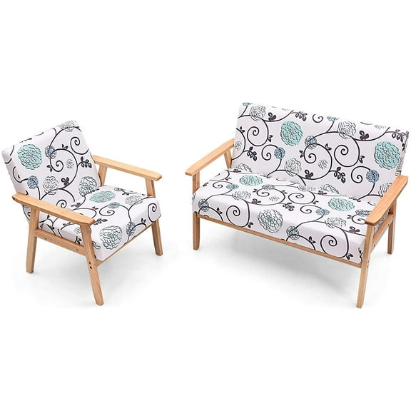 Giantex Modern Upholstered Loveseat, Fabric Loveseat Sofa Recliner Couch Wooden 2-Seat Armchair, Accent Chair for Home and Office