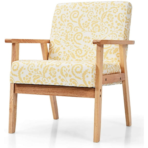 Giantex Modern Upholstered Loveseat, Fabric Loveseat Sofa Recliner Couch Wooden Armchair, Accent Chair for Home and Office