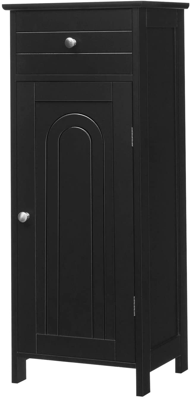 Giantex Floor Storage Cabinet, Multifunctional Freestanding Bathroom Storage Cabinet with Two Adjust Shelves, Ideal for Bathroom, Living Room or Bedroom, 14 x 12 x 34.5 inches (Black)