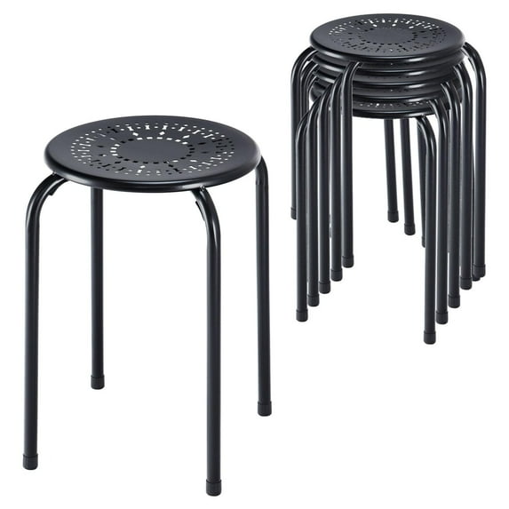 Giantex Multipurpose Stool Chairs, Metal Stool w/Dome, Stackable Backless Kitchen Stool for Indoor Outdoor Use, Black