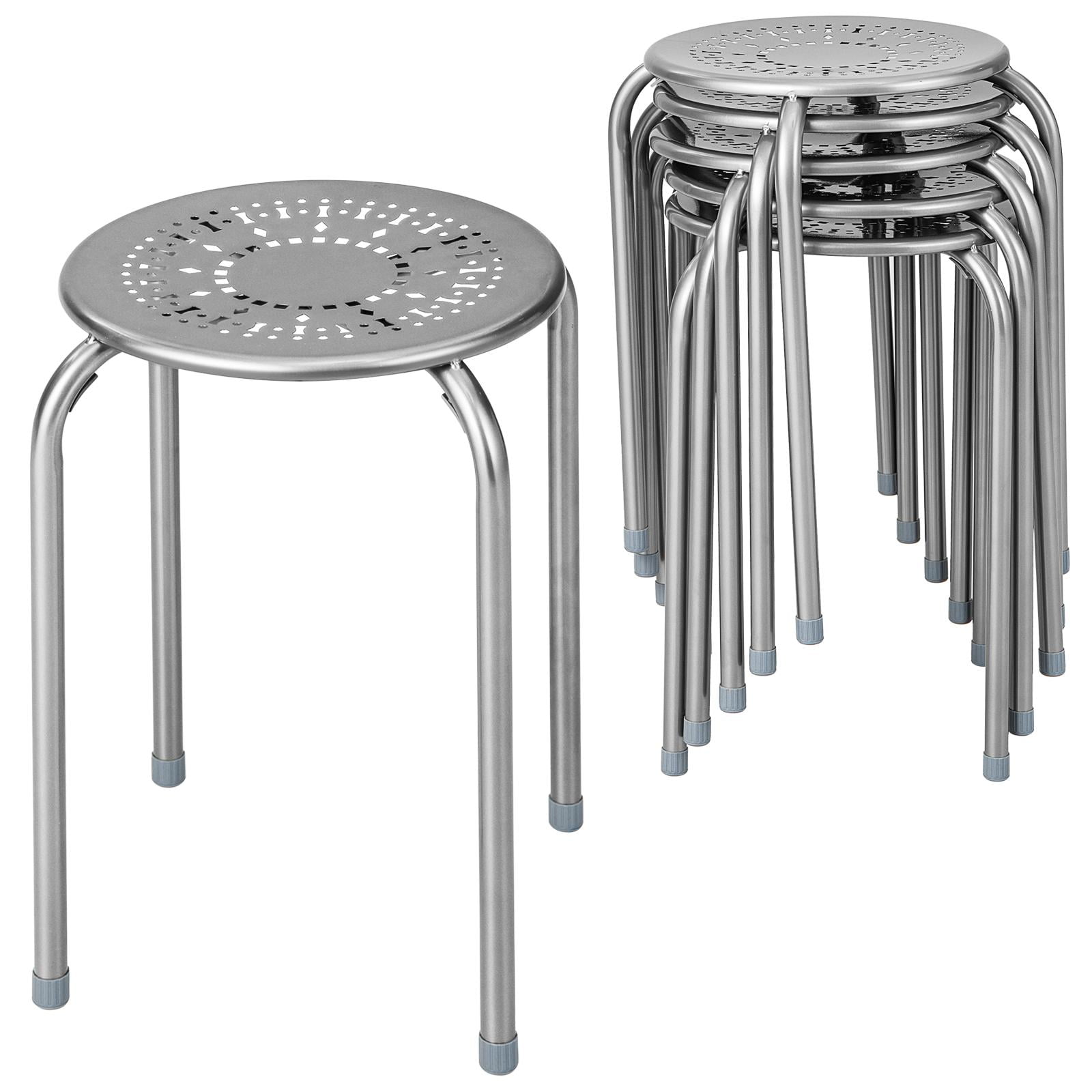 Backless Stackable Chair Giantex Multipurpose Stool Chairs, Metal Stool w/Dome, Stackable ...