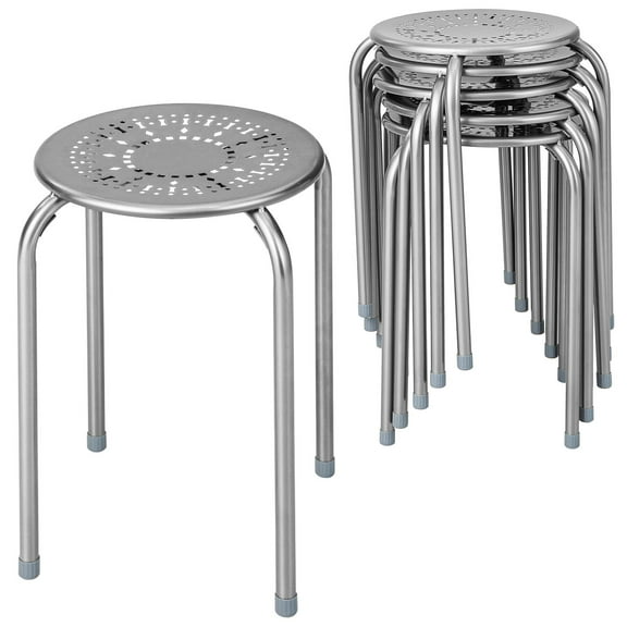 Giantex Multipurpose Stool Chairs, Metal Stool w/Dome, Stackable Backless Kitchen Stool for Indoor Outdoor Use, Grey