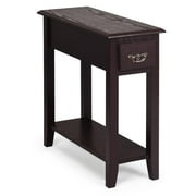 Giantex Narrow End Table, Slim Side Table w/Drawer, ightstand Bedside Table for Small Spaces, (1, Espresso)