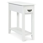 Giantex Narrow End Table, Slim Side Table w/Drawer, ightstand Bedside Table for Small Spaces, 1, White