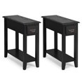 thumbnail image 1 of Giantex Narrow End Table, Slim Side Table w/Drawer, ightstand Bedside Table for Small Spaces, (2, Black), 1 of 8