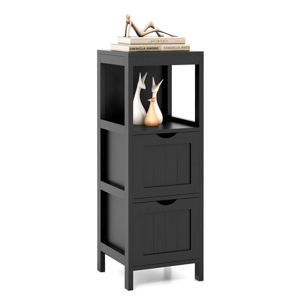 Giantex Narrow Storage Bathroom Cabinet, Freestanding Floor Cabinet w/2 ...
