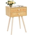 thumbnail image 1 of Giantex Nightstand W/2 Drawers, End Side Table w/Natural Legs for Small Spaces(1, Natural), 1 of 6