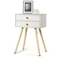 thumbnail image 1 of Giantex Nightstand W/2 Drawers, End Side Table w/Natural Legs for Small Spaces(1, White), 1 of 6
