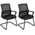thumbnail image 1 of Giantex Office Mesh Chair, Upholstered Guest Conference Chair w/ Lumbar Support Ergonomic Backrest, Metal Frame Sled Base Reception Room Chair, Executive Chair, 1 of 8