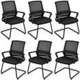 thumbnail image 1 of Giantex Office Mesh Chair, Upholstered Guest Conference Chair w/ Lumbar Support Ergonomic Backrest, Metal Frame Sled Base Reception Room Chair, Executive Chair, 1 of 8