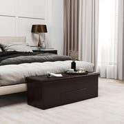 Giantex Folding Storage Ottoman, Upholstered PU Leather Bench, Collapsible Foot Rest Stool Storage Chest, Brown