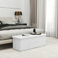 thumbnail image 1 of Giantex Folding Storage Ottoman, Upholstered PU Leather Bench, Collapsible Foot Rest Stool Storage Chest, White, 1 of 9