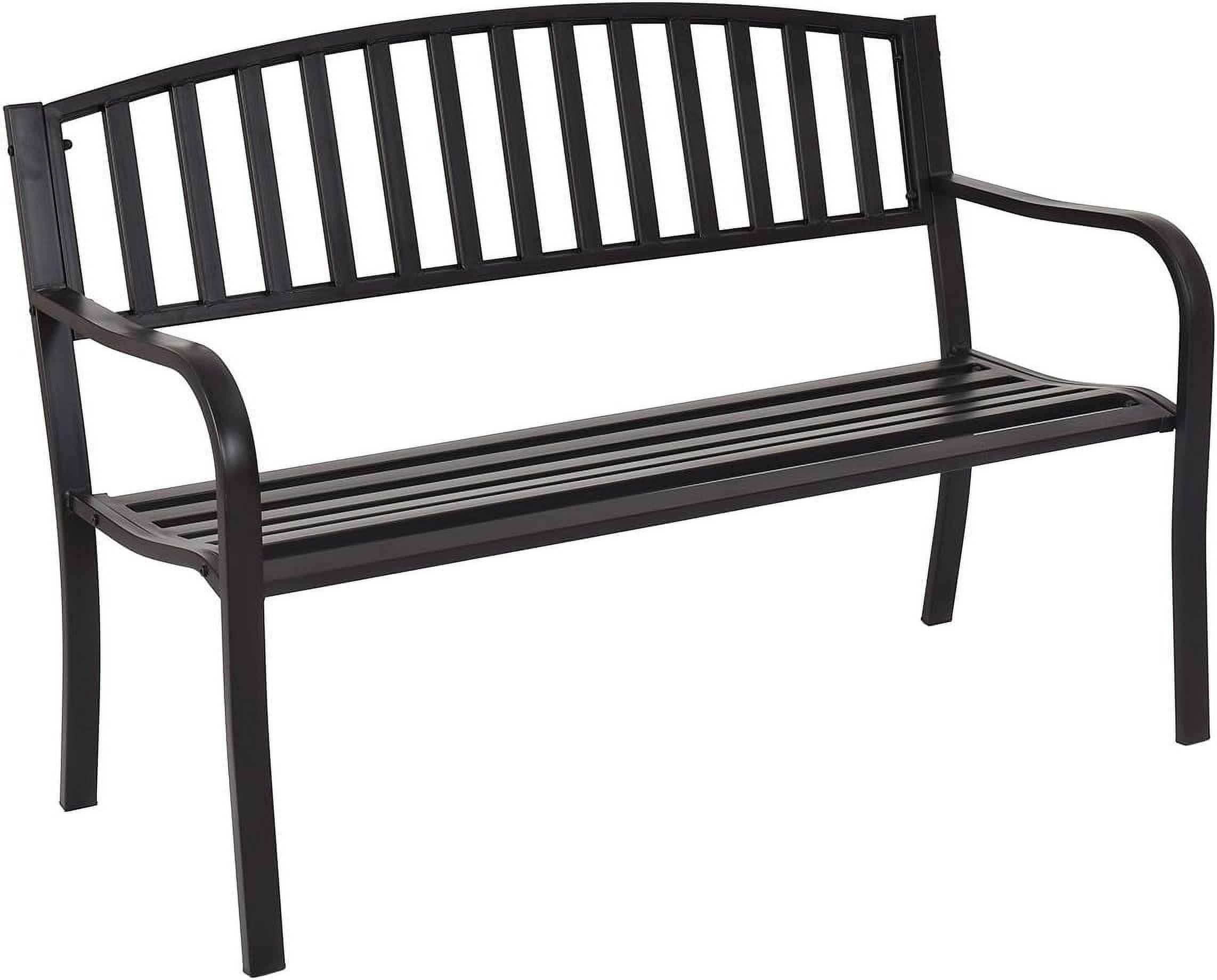 Giantex Outdoor Bench, 50” Patio Garden Bench with Steel Frame, Slat ...