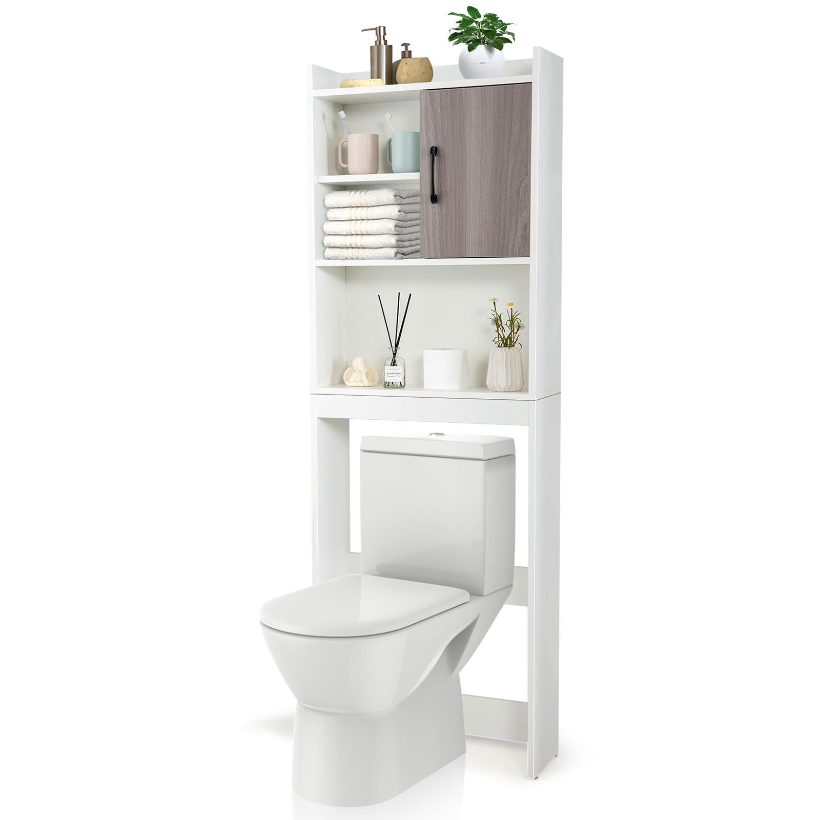 Giantex Over The Toilet Storage Cabinet, Freestanding Tall Bathroom ...